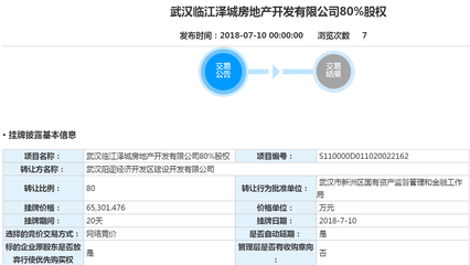 【掌柜日报】武汉阳逻之心2宗地80%股权挂牌 转让价共13亿